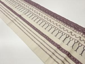 縞に抽象模様織出し名古屋帯